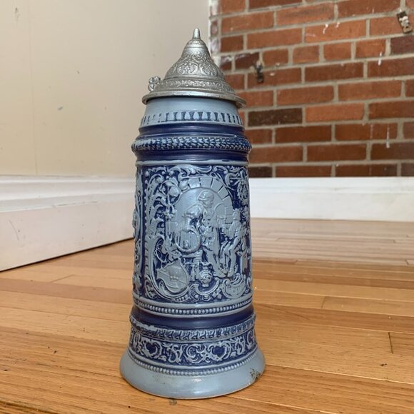 Vintage German Beer Stein Handgemalt with Pewter Lid - Picture 11 of 15